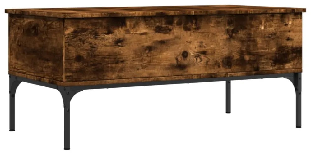 füstös tölgy szerelt fa és fém dohányzóasztal 100 x 50 x 45 cm
