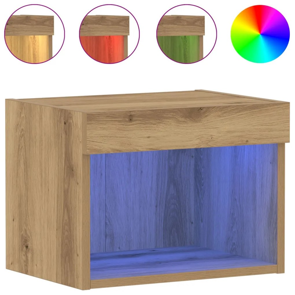 Fali Szekrény LED Világítással 2 db Kézműves Tölgy 40x30x30 cm