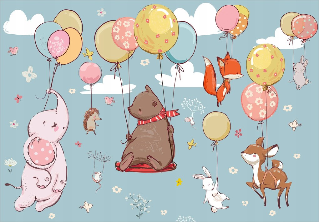 Fotótapéta Állatok lufikkal a gyerekszobába 368x254 +ragasztó