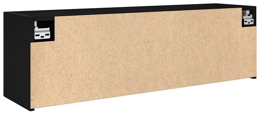 fekete szerelt fa fali fürdőszobaszekrény 100x25x30 cm
