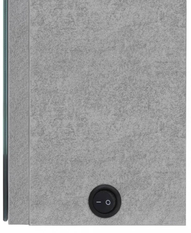 betonszürke LED-es tükrös fürdőszobaszekrény 50 x 13 x 70 cm