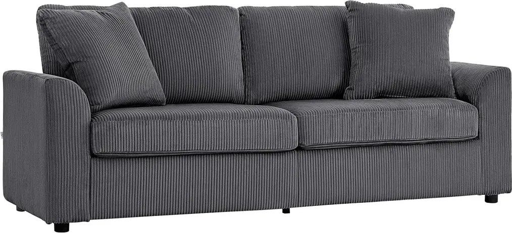 HOMCOM Kanapé, 3 személyes, díszpárnákkal, kordbársony kanapé, 212 x 80 x 88 cm, sötétszürke