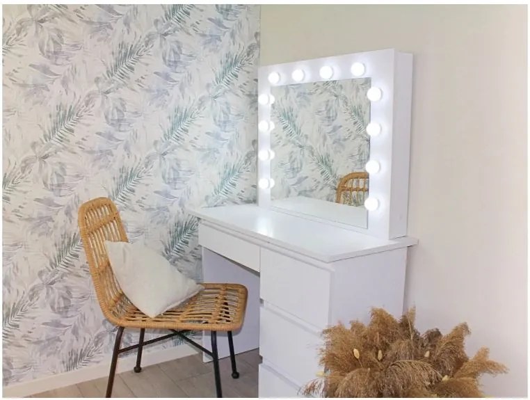 Öltöző asztal LED tükörrel Cleopatra White