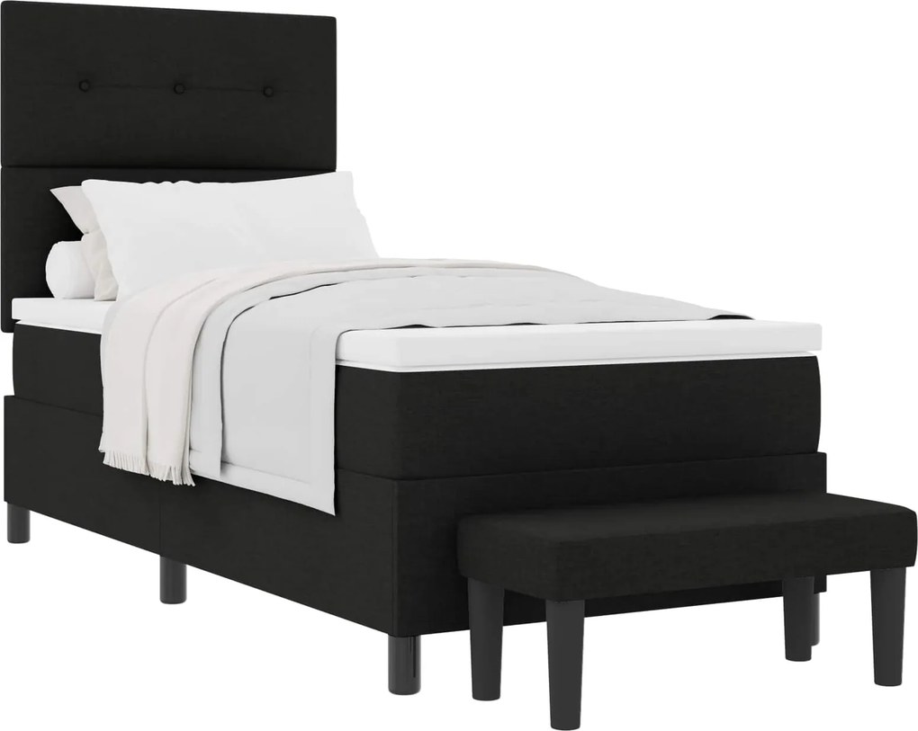 vidaXL Boxrugós ágy matracmal fejtámlával Fekete 90 x 190 cm szövet