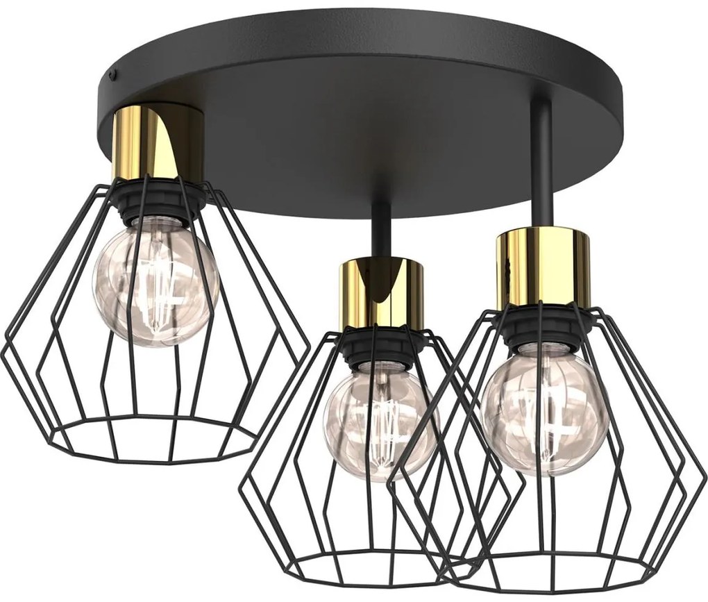 Mennyezeti lámpa PARKLA 3xE27/15W/230V fekete/arany