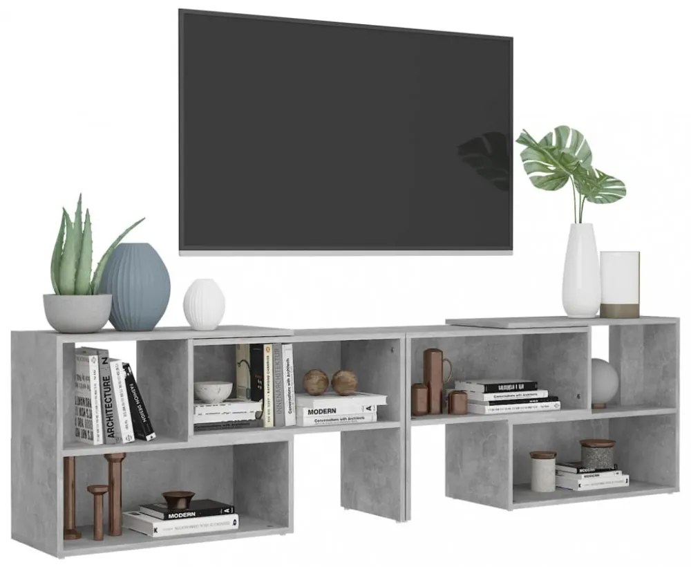 betonszürke szerelt fa TV-szekrény 149 x 30 x 52 cm