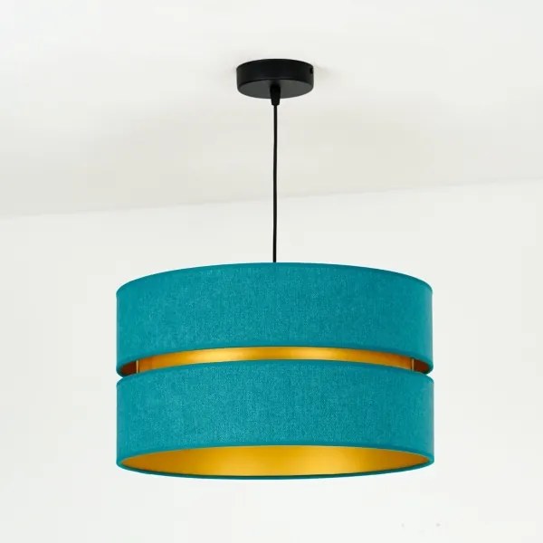 Duolla - Csillár zsinóron DUO 1xE27/15W/230V átm. 40 cm türkiz/arany