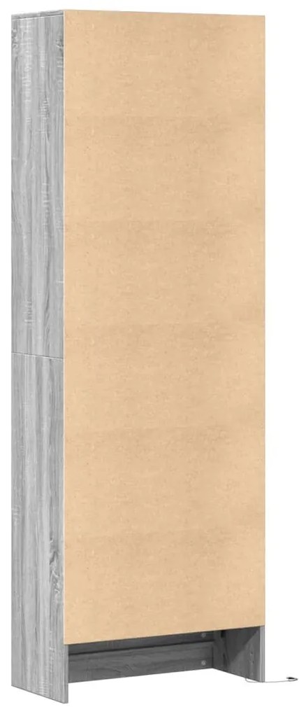 szürke sonoma szerelt fa magasszekrény LED-ekkel 69x32,5x200 cm