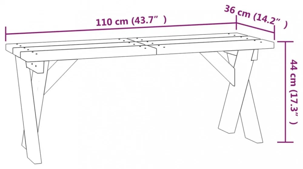 impregnált fenyőfa kerti pad 110 cm