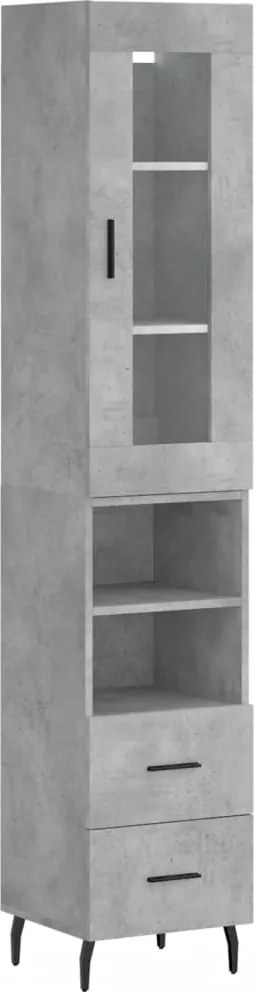 vidaXL betonszürke szerelt fa magasszekrény 34,5x34x180 cm