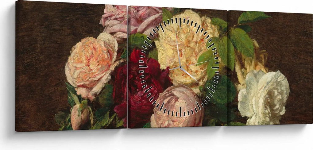 Kép - Henri Fantin-Latour, Roses de Nice on a Table, reprodukciók (órával) (90x30 cm)