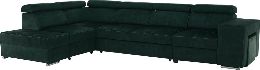 Ülőgarnitúra, smaragdzöld, balos, MALAGA BIG