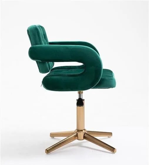 HR8403CROSS Sötétzöld modern velúr szék arany lábbal