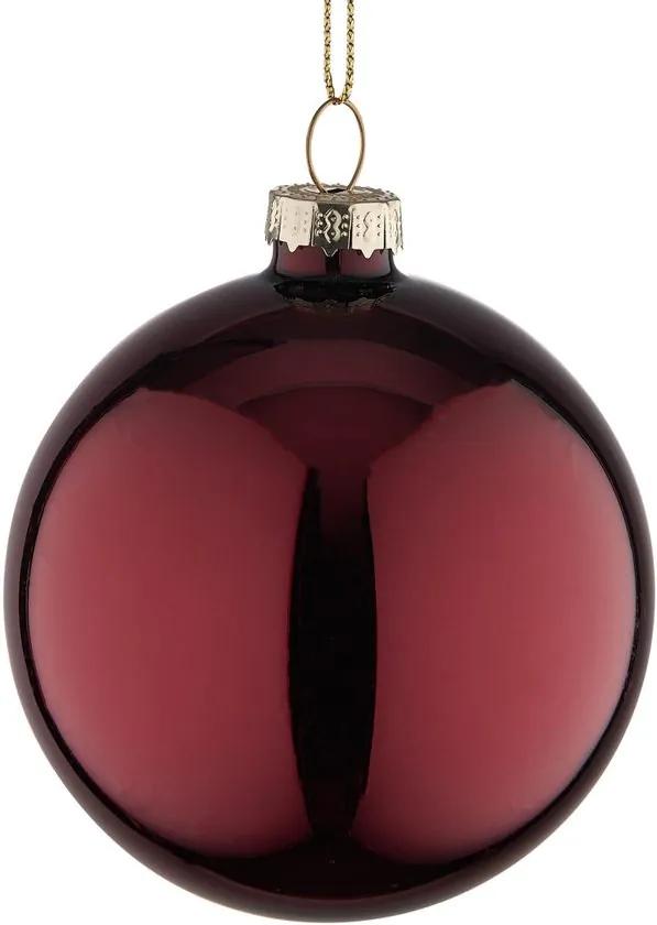 HANG ON üveggömb karácsonyfadísz, fényes sötétpiros Ø 8cm