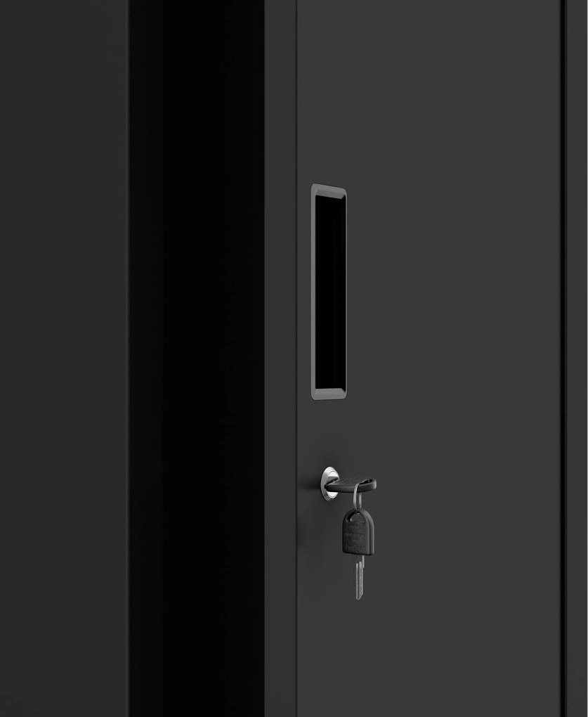 Kétrekeszes személyzeti ruhaszekrény fekete, 400x1800x500 mm: KACPER 1 Plus