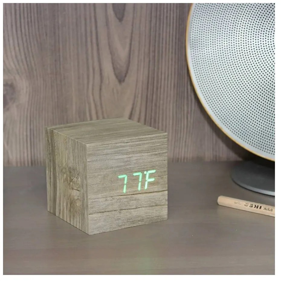 Digitális ébresztőóra Wooden Cube Click – Gingko
