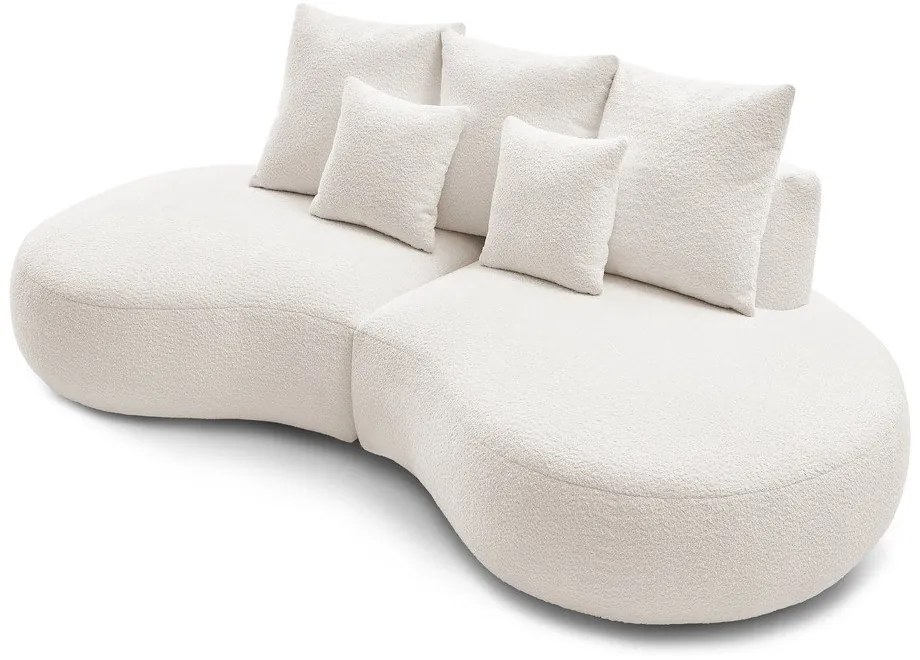 Fehér buklé szövet kanapé 260 cm Saint-Germain – Bobochic Paris