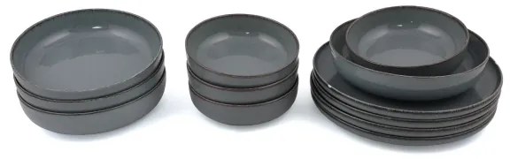12 részes porcelán étkészlet, szürke