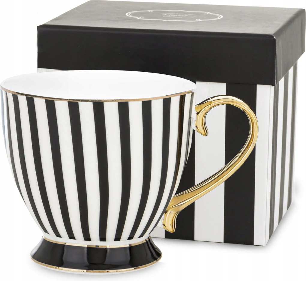 Porcelán bögre Fehér-fekete Arany 380 ml Stílusos Elegáns bögre