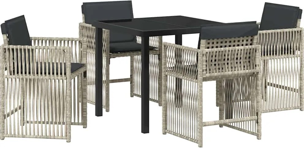 vidaXL Kert étkező szett 5 pcs Világosszürke Porszórt acél