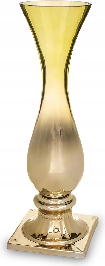 Magas Üveg Váza Virágoknak, Modern, 38 CM, Arany Színű