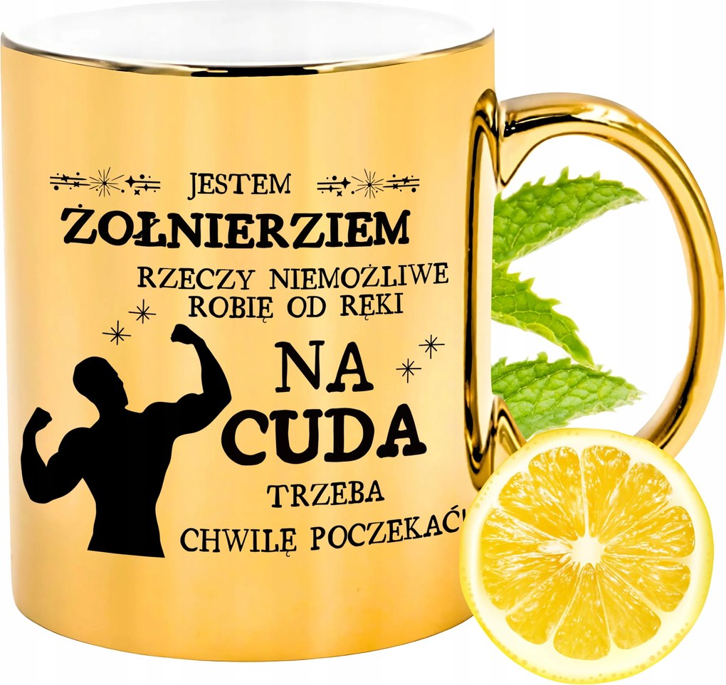 Prémium Arany Csillogó Bögre Katona Ajándék Nyomtatott Fotóval