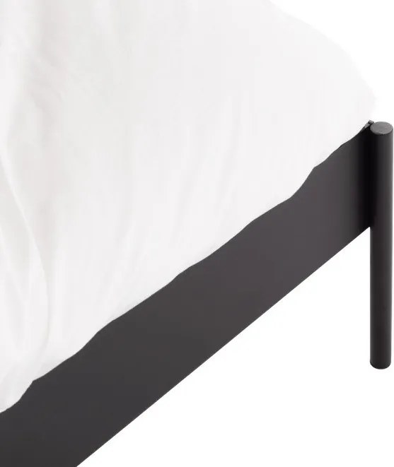 Fekete acél kárpitozott franciaágy ágyráccsal 160x200 cm Eton Basic – noo.ma