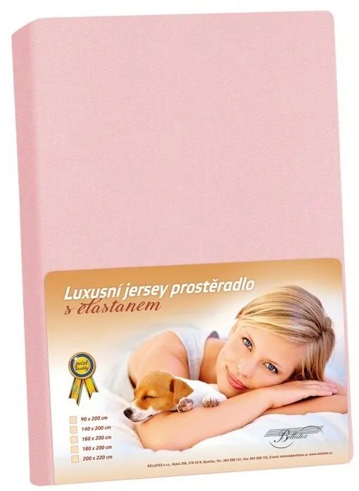 Jersey lepedő elasztánnal, rózsaszín, 90 x 200 cm