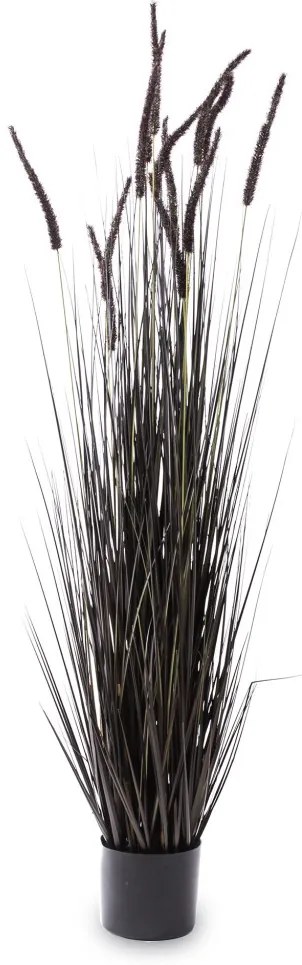 Fekete cserepes zöld művirág borókás virágzattal 153x35x35cm