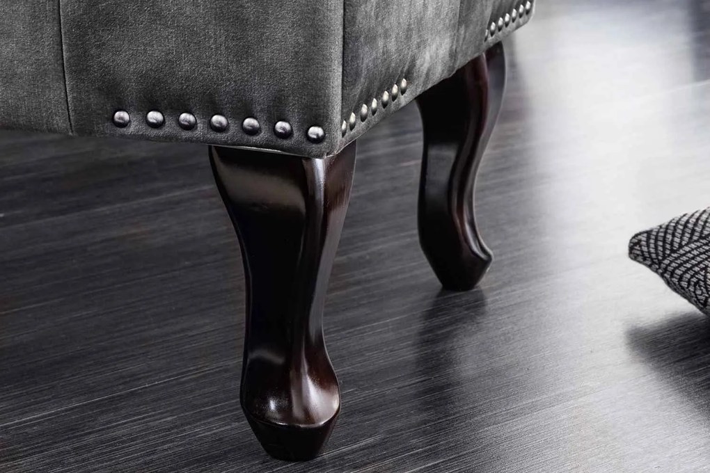 Design puff Chesterfield szürke bársony