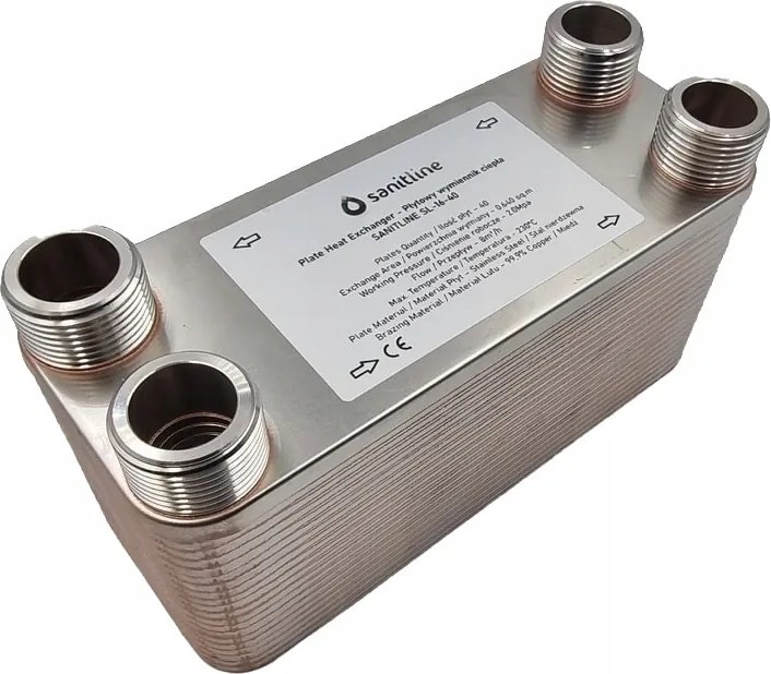 Hőcserélő Sanitline 40 Lemezes Teljesítmény 50kW 4x 1" Hüvelyk DN25