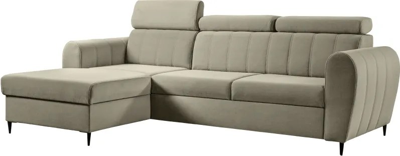 Kinyitható ülőgarnitúra, bézs, balos, KORIO