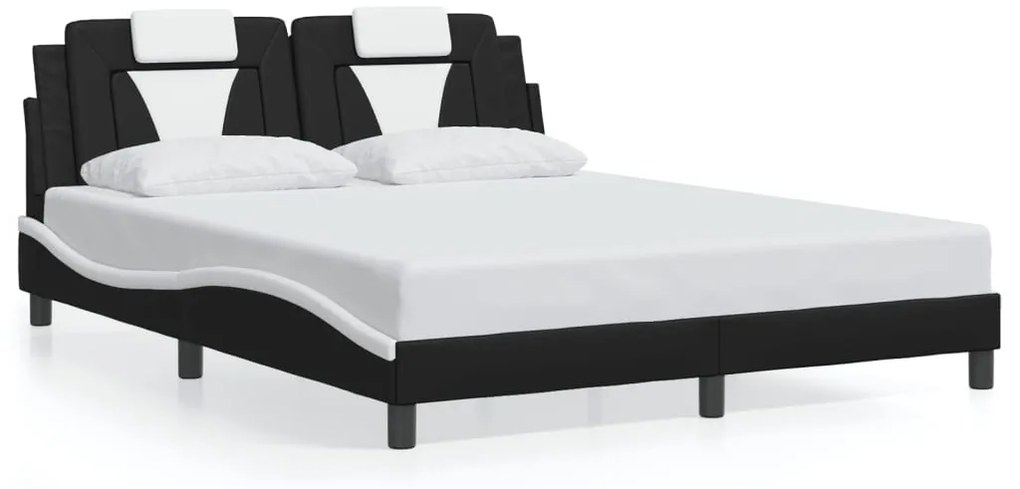 fekete és fehér ágykeret Viana LED-ekkel matrac nélkül 160 x 200 cm