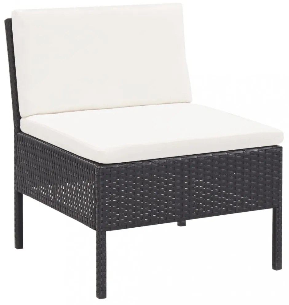 vidaXL 3 részes fekete polyrattan kerti ülőgarnitúra párnákkal