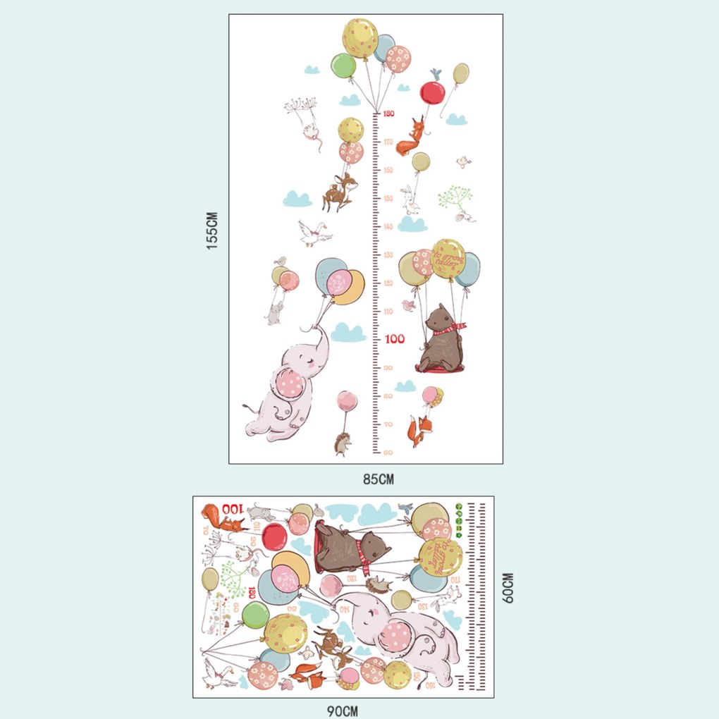 PIPPER | Falmatrica "Gyerekmérő - Állatok léggömbökkel" 155x85cm