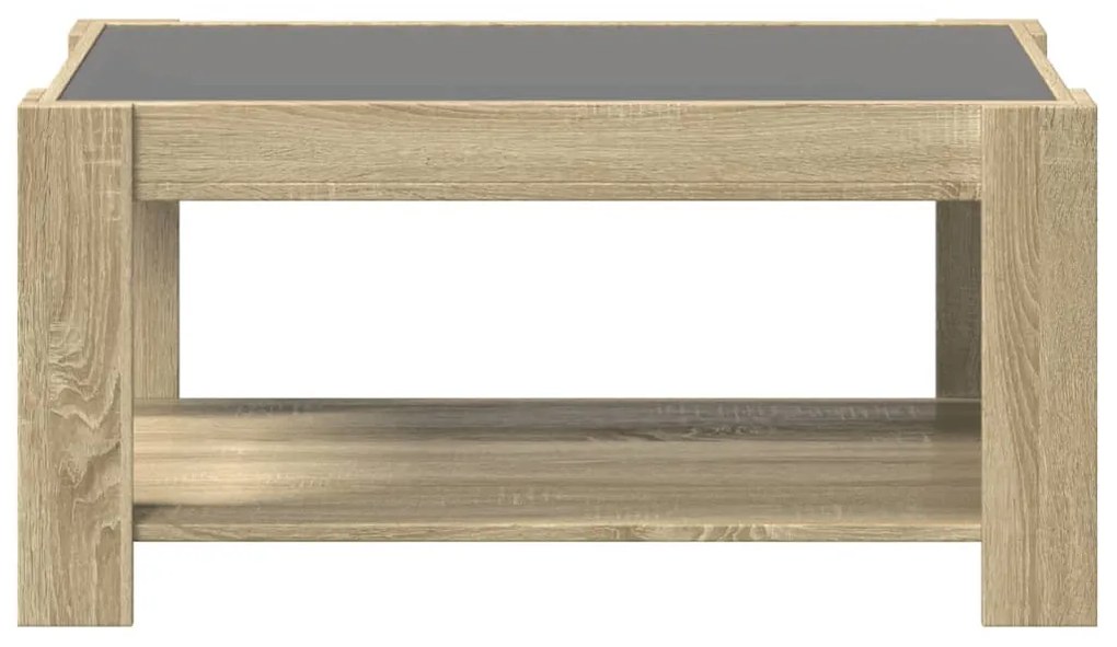 sonoma tölgy szerelt fa dohányzóasztal LED-del 93 x 53 x 45 cm
