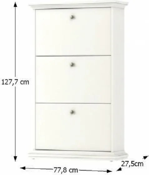 Cipősszekrény, DTD fóliázott/MDF festett, fehér, PARIS