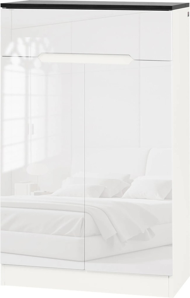 HOMCOM Slim Cipőszekrény 12 Pár Cipőhöz Az Előszobákba és Folyosókba 3 Állítható Polccal és Fiókkal, Fényes Fehér Forgácslapból, 60x32x100 cm | Aosom