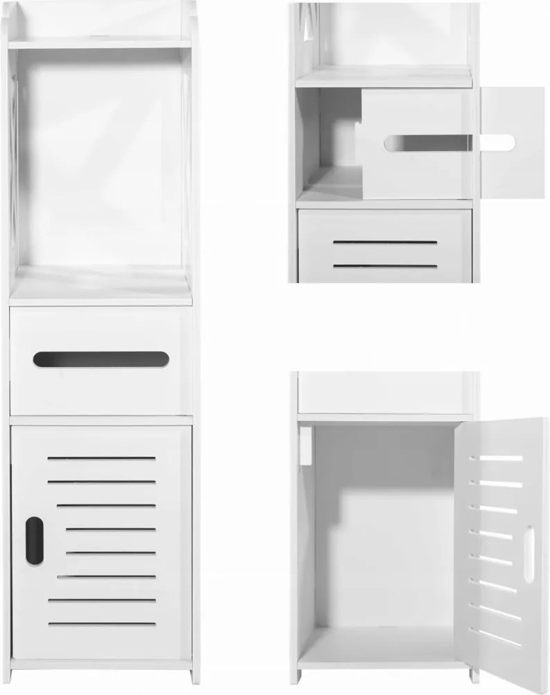 Fürdőszoba szekrény oszlop 80 cm Álló Függő polcokkal