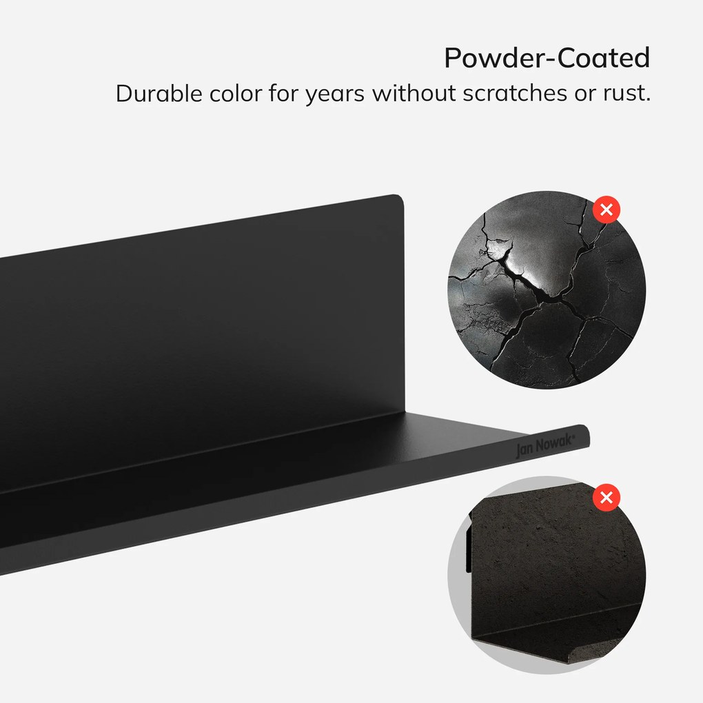 Fali polc JOANNE 400 mm, fekete