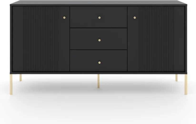 Komód 2 ajtóval és 3 fiókkal fekete színben arany fogantyúkkal – ISEO IS03