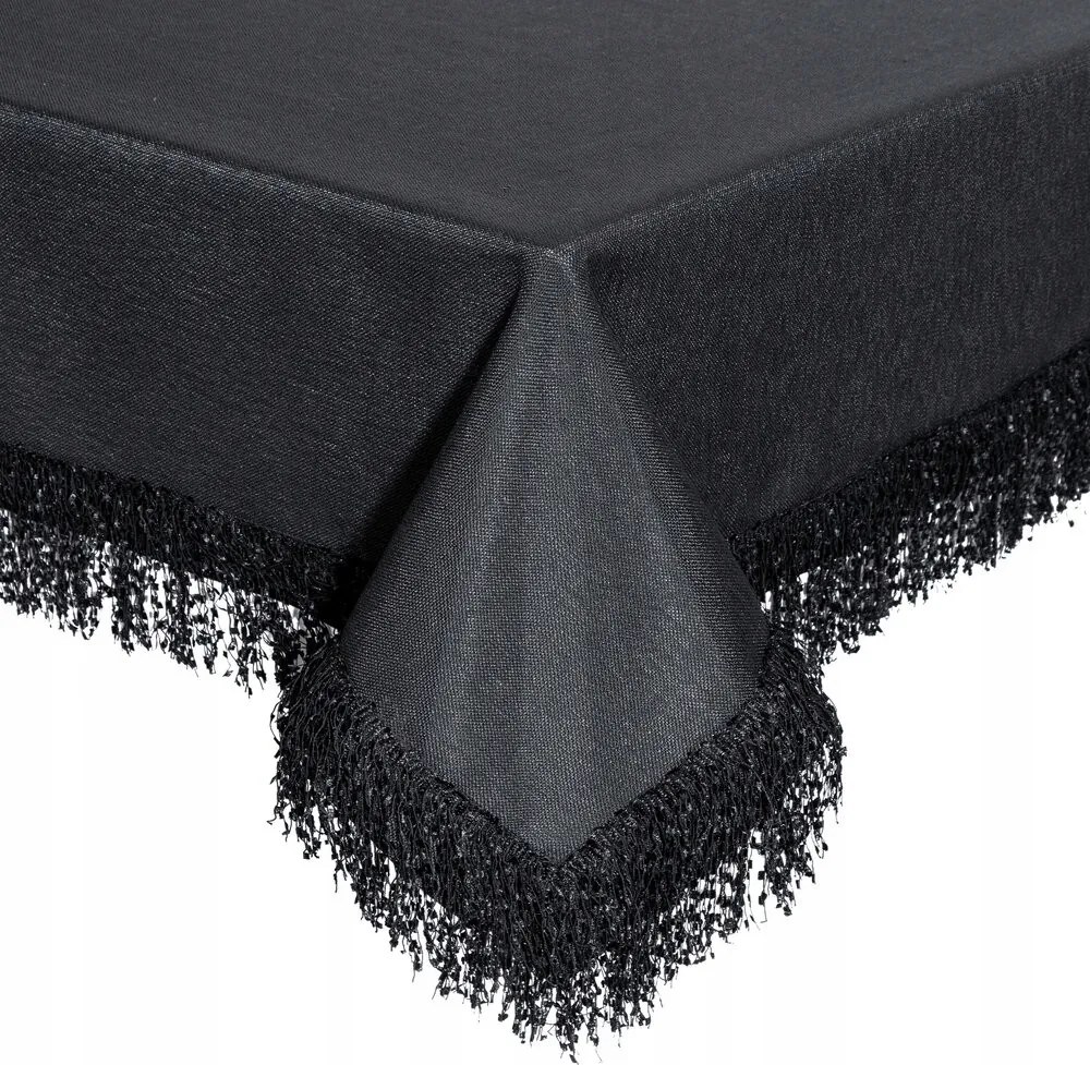 Elegáns abrosz Jasper 140x280 fekete rojtos glamour dekoratív