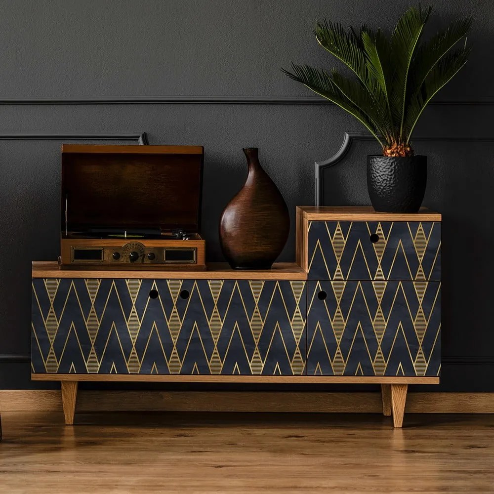 Ragnar fekete-aranyszínű dekorációs bútortapéta - Ambiance