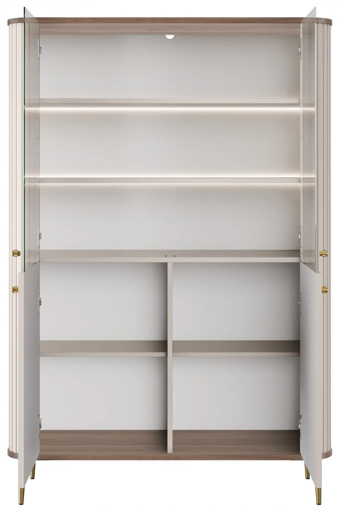 Vesper vitrin 103 cm - kasmír / dió / arany lábak