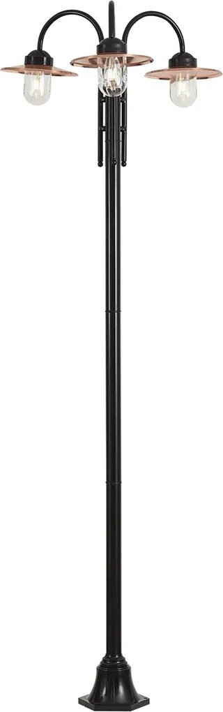 Modern kültéri lámpa fekete rézzel 235 cm 3-lámpás IP44 - Kansas