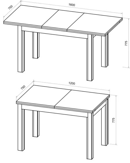 DOO bővíthető étkezőasztal, artisan tölgy/fekete