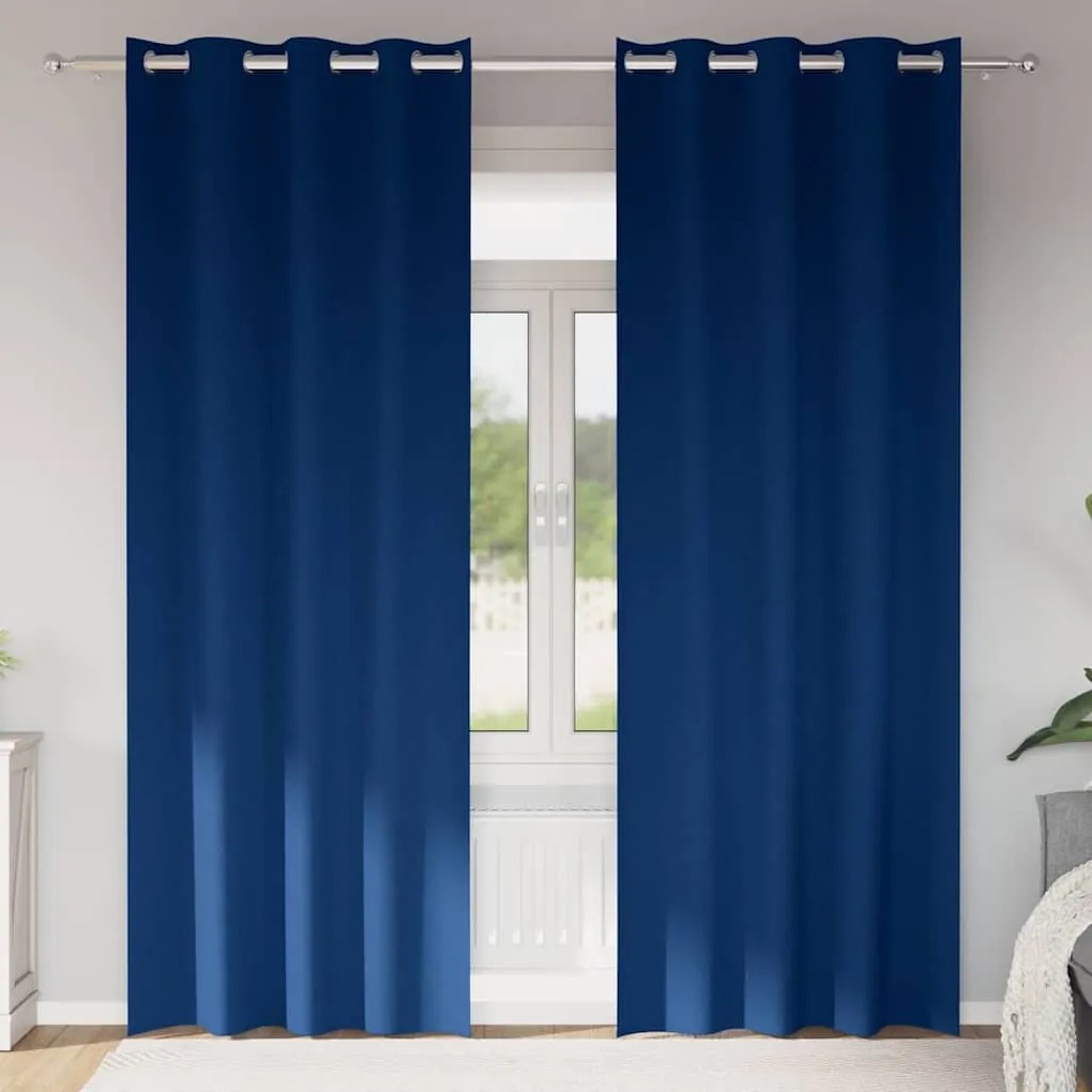 Függönyök függönyökkel 2 pcs Sötétkék 245x140cm Poliészter