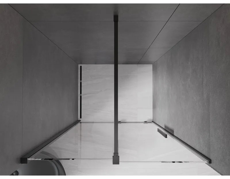 Mexen Velar, nyitható tolóajtó 90x200 cm, 8mm átlátszó üveg, fekete matt, 871-090-000-01-70