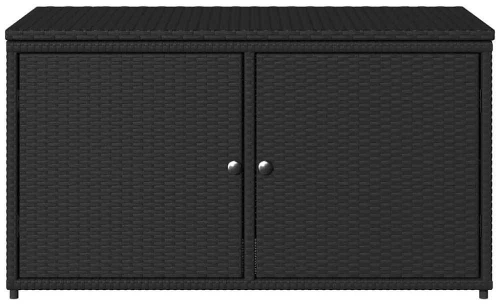 fekete polyrattan kerti tárolószekrény 110 x 55 x 60,5 cm
