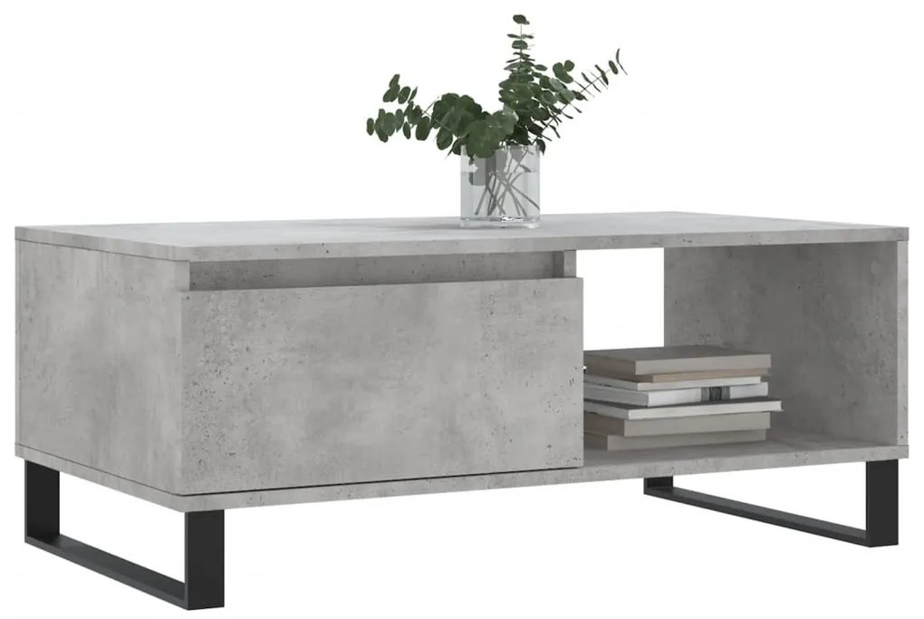Betonszürke szerelt fa dohányzóasztal 90x50x36,5 cm